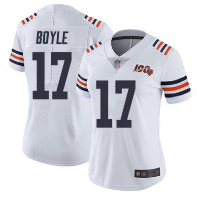 Nike Chicago Bears #17 Tim Boyle White Women's Stitched NFL 100th Season Vapor Limited Jersey